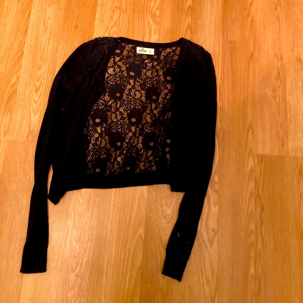 Navy Cardigan with Lace Back